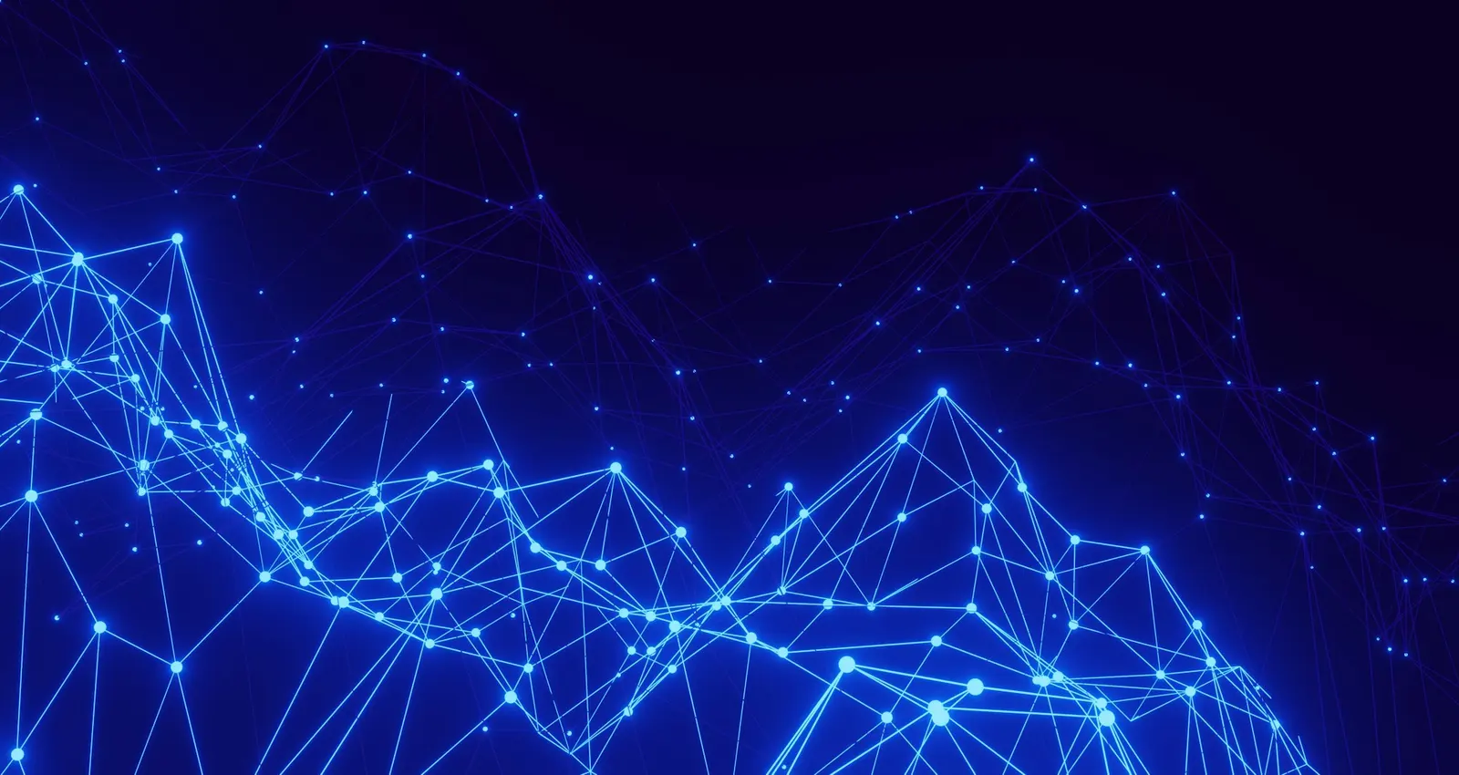 Abstract blue network of connected lines and points